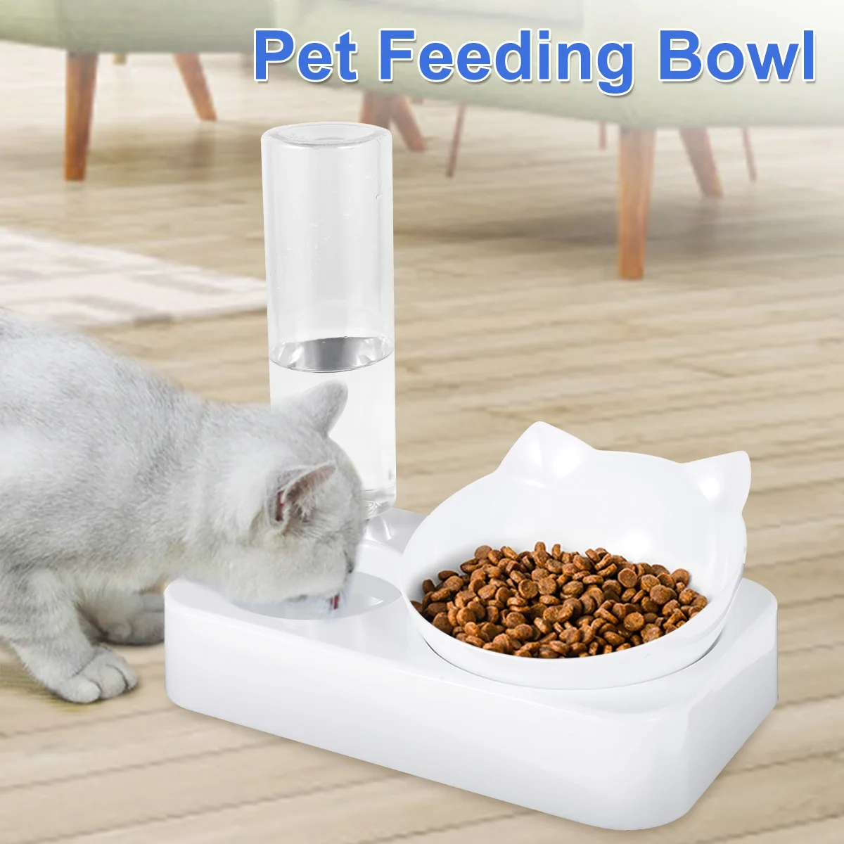 

Large Capacity Cat Water and Food Bowls 2 In 1 Tilted Cat Dog Bowls Set Pet Drinking Bowls Pet Product for Cats and Small Dogs