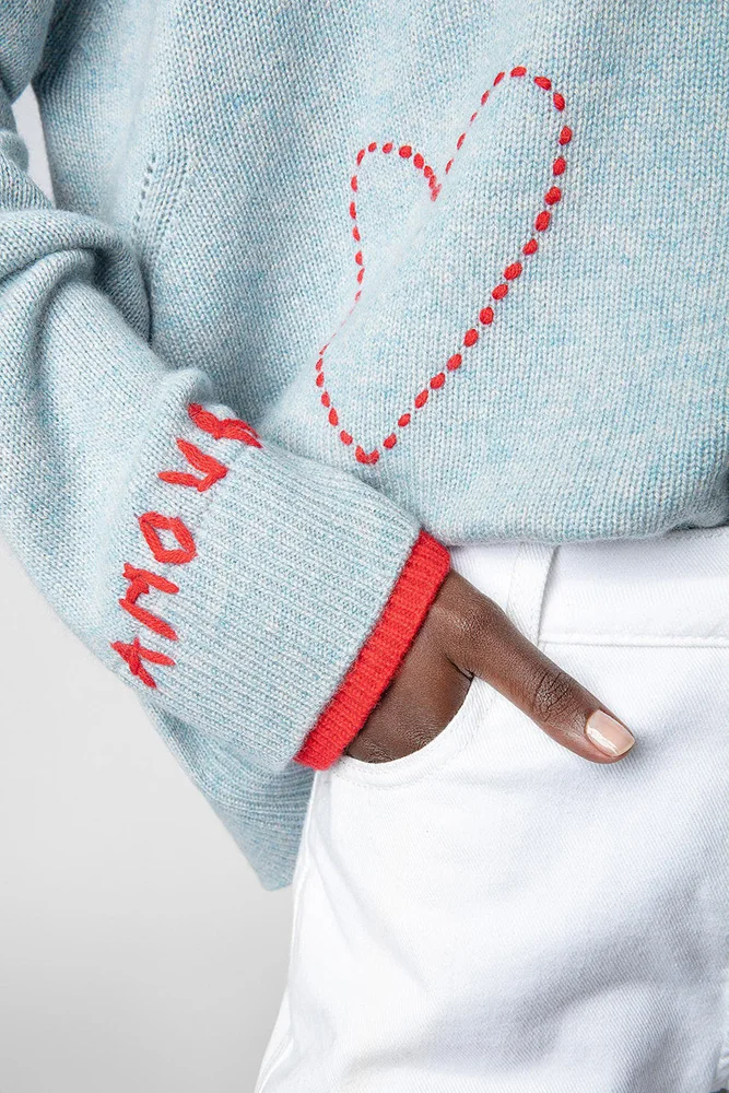 Женский кашемировый вязаный свитер с круглым вырезом и длинными рукавами