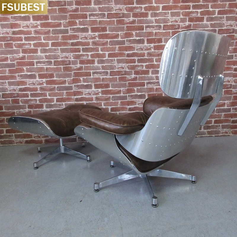 And Ottoman Leather Leisure Furniture Swivel Living Room Lounge Chair