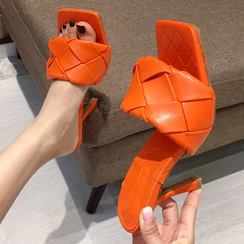 

2022 Luxury Design Slides Women 9cm High Heels Mules Fetish Summer Sandals Stiletto Heels Slippers Prom Platform Stripper Shoes