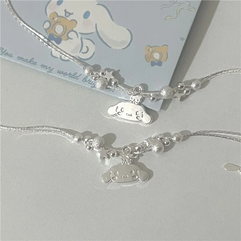 

Sanrio Anime Bracelet Silver Alloy Hello Kitty Kuromi Cinnamoroll Kawaii Y2K Cute Braceleted Girlfriend Gifts Toys for Girls