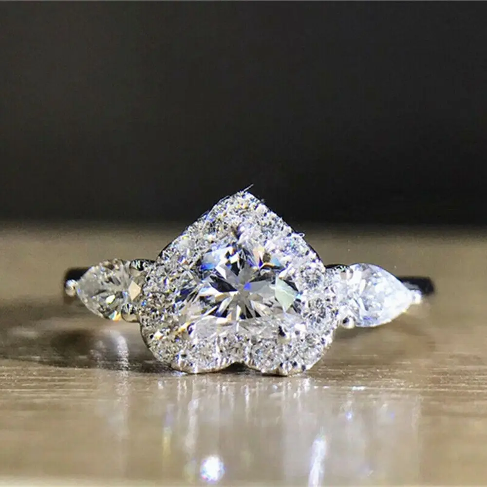 

Women Party Silver Wedding For Women Size 6-10 Jewelry Heart Cut Cubic Zircon Rings