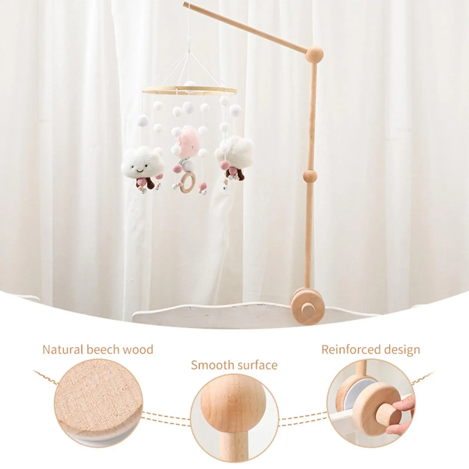 

Let's Hanging Bell Rattles Mobile Holder Wood Bracket Wooden Bed Mobile Bell Hanger Bed Bracket Arm Make