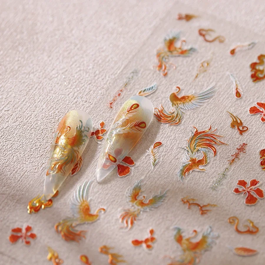 Китайский стиль красное золото штампованное благородный фенікс перо дракон