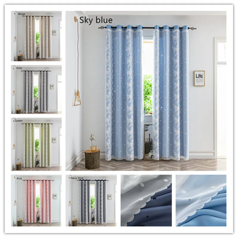 

Полые звезды Блэкаут двойные шторы Дети окна полиэстер вышивка пряжа на заказ креативные кухни занавески гостиная