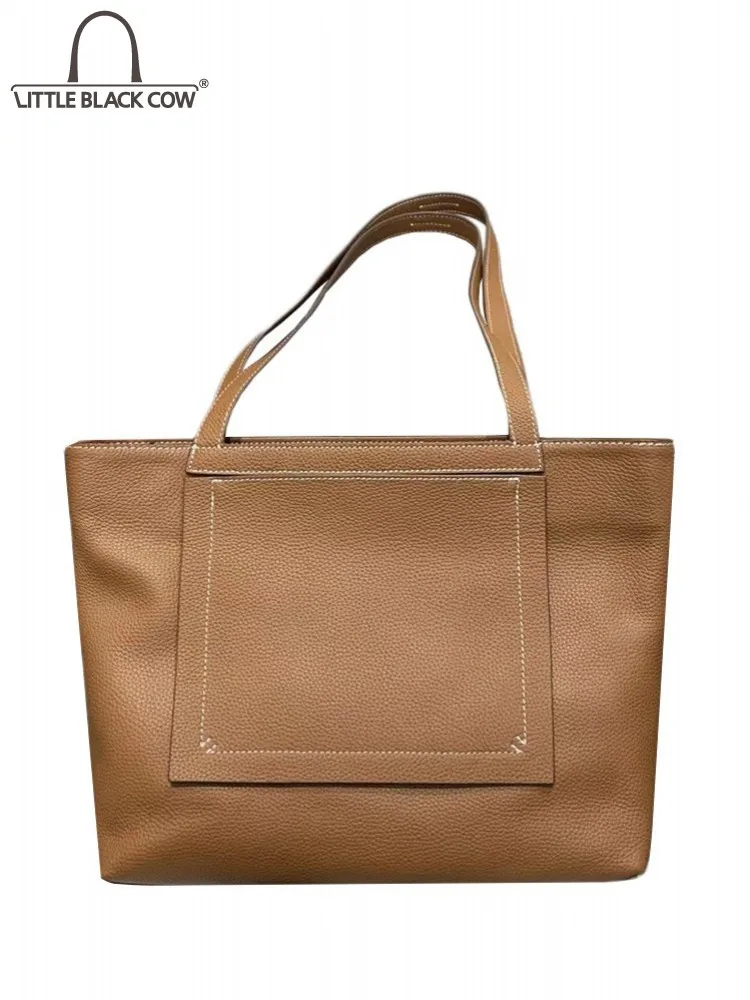 

Genuine Leather Office Ladies Tote Fashion Casual Handbag High Capacity Shopping Bag Women Single Shoulder Bags Cow Leather Bag