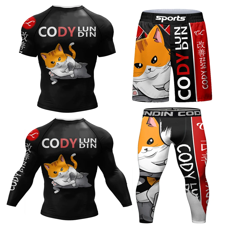 Новые Rashguard Jiu футболка с надписью Jitsu + мужские брюки для ММА бокса бразильского