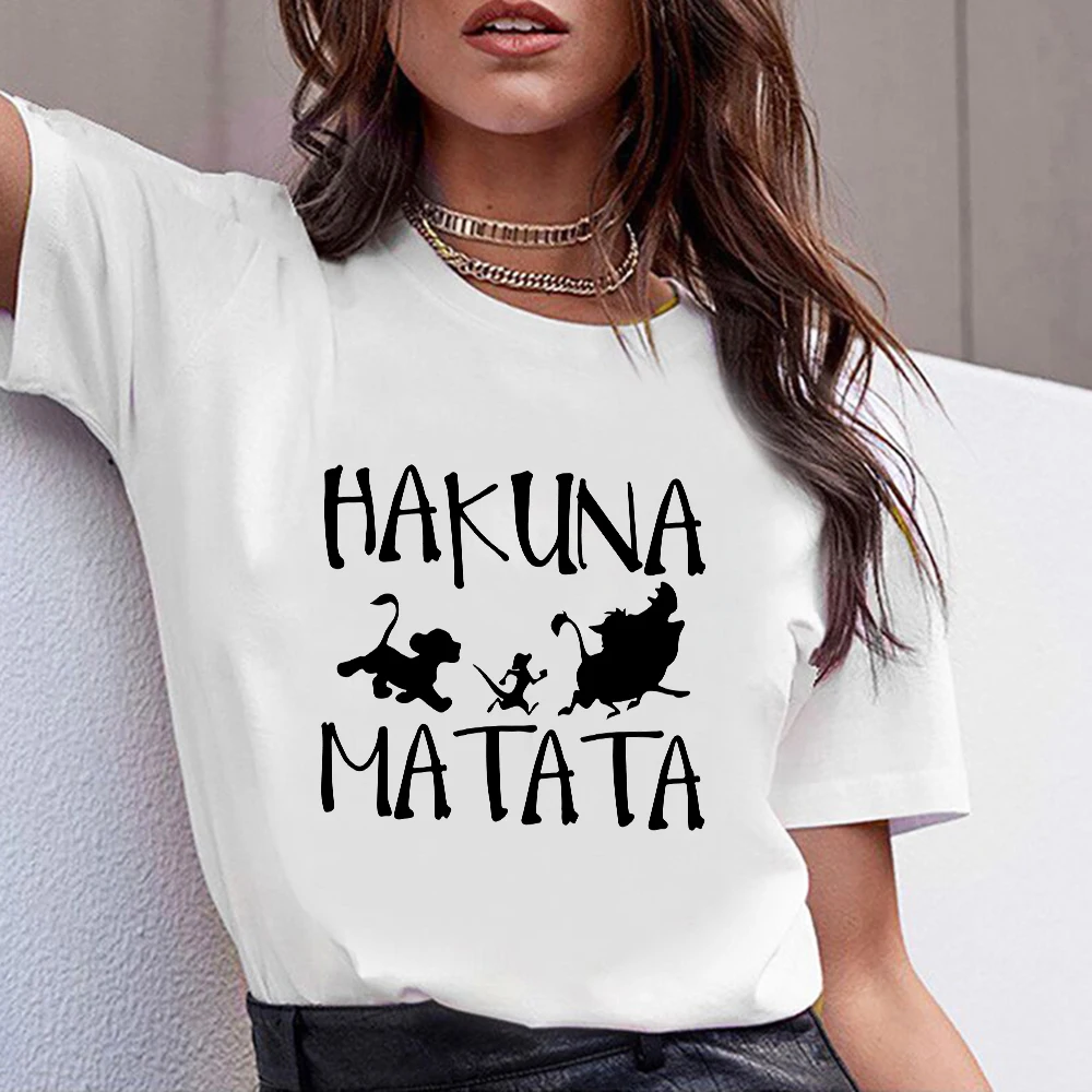 

HAKUNA MATATA Funny Cartoon T Shirt Women Harajuku T-shirt Timon Pumbaa Simba Graphic The Lion King Tshirt Ladies Top Tee Unisex