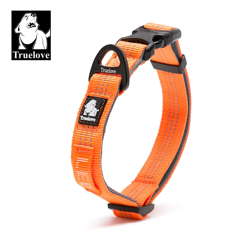 

Truelove Pet Dog Collars Padded Soft Reflective Nylon Adjustable Dog Collar Soft Quick Release Dog Necklace for Attach Led Light
