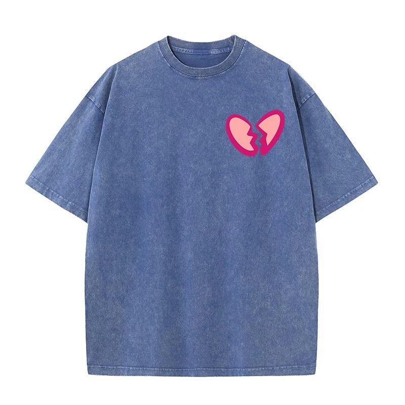 

Футболка мужская оверсайз в стиле хип-хоп, модная смешная Эстетическая рубашка с принтом разбитого сердца, винтажная хлопковая свободная ф...