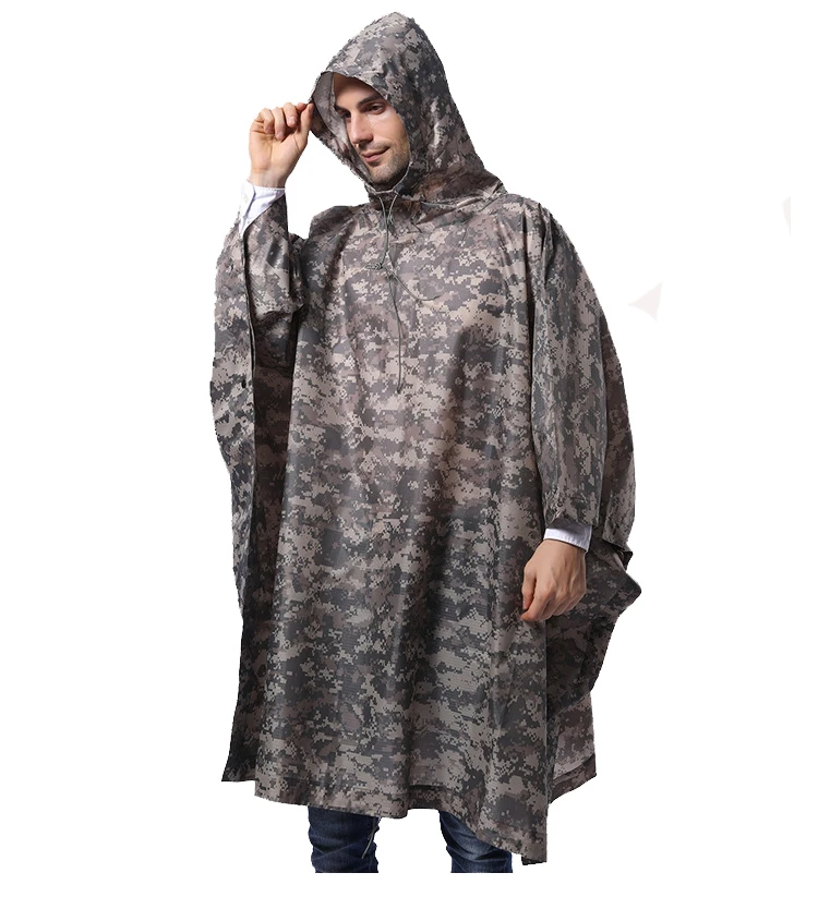 

Silent Camouflage Poncho Three-in-one Mountaineering Multi-functional Thin Waterproof Canopy Environmental Protection Raincoat