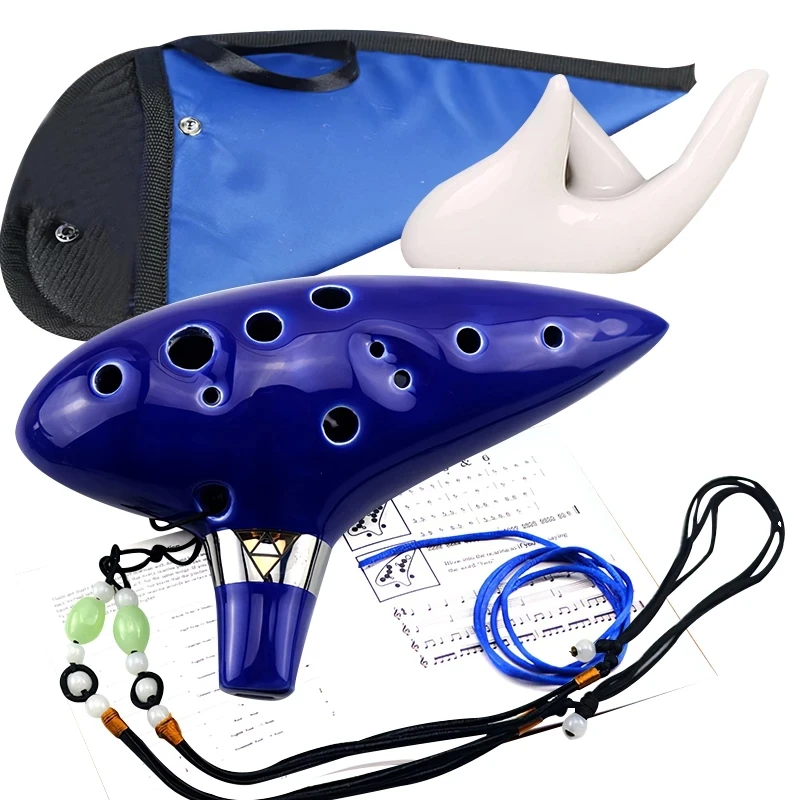 

Ocarina классический синий 12 отверстий Ocarina Alto C музыкальный инструмент яркая глазурованная керамика Деревянный инструмент