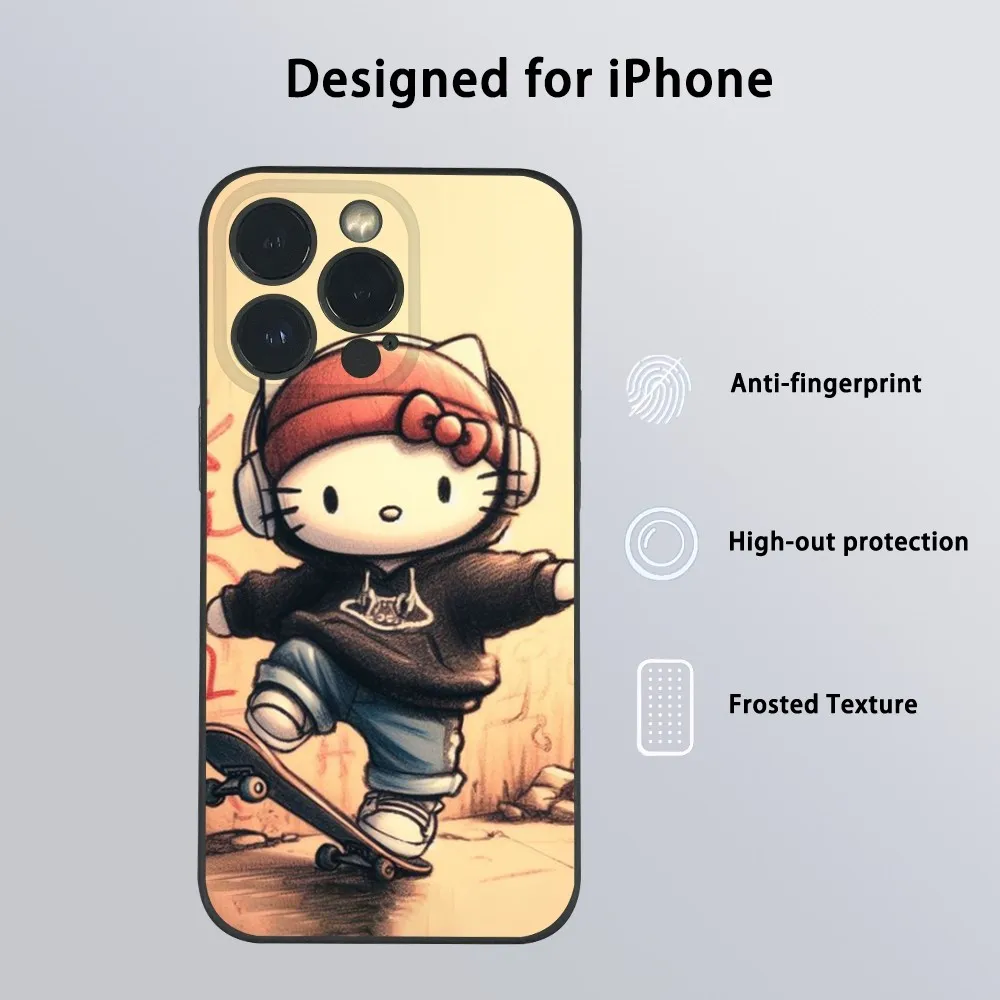 Чехол для телефона Hello Kitty Cool Skateboards iPhone 15 14 13 12 11 Pro Xs Max Mini XR X 78 Plus черный матовый