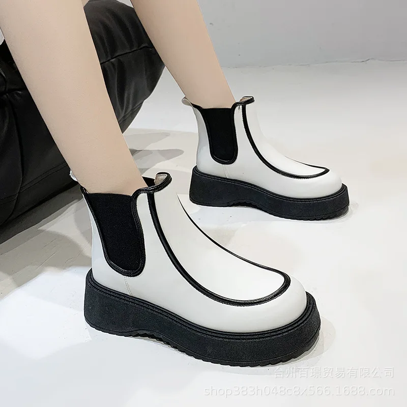 

Новинка Осень-зима 2022, ботинки челси на толстой подошве на платформе, дымчатые ботинки, мотоциклетные ботинки, женские ботинки на толстом ка...