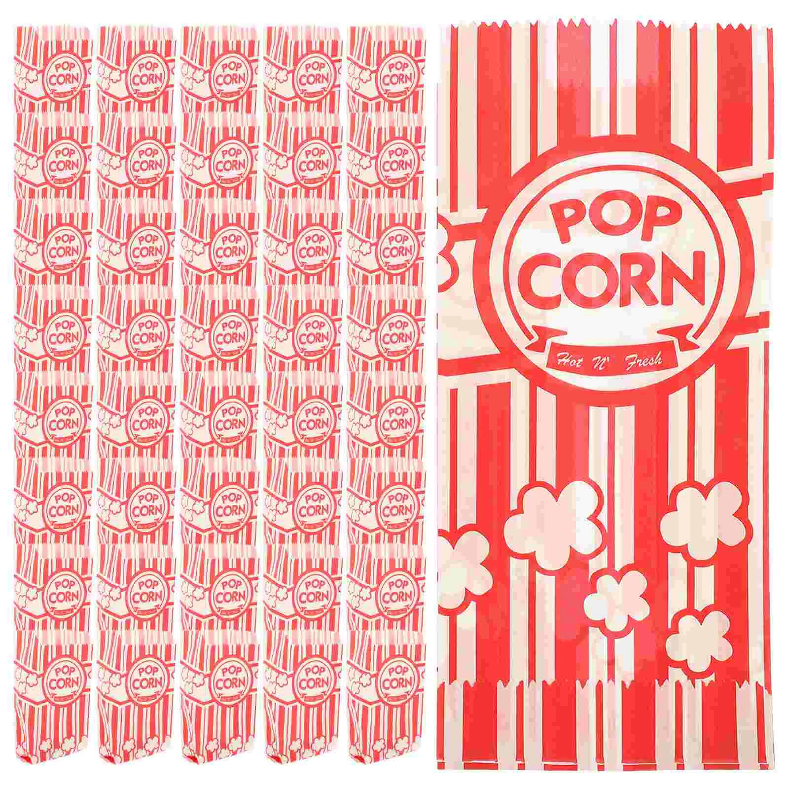 

Paper Popcorn Bags Disposable French Fries Bag Grease Resistant Popcorn Containers