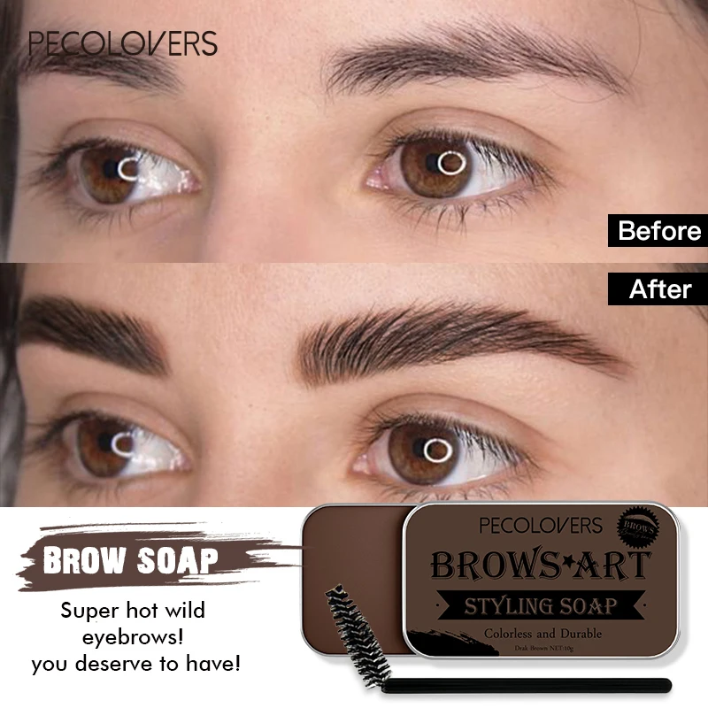 

PECOLOVERS 6 Colors Tint Eyebrow Soap Wax Gel Natural Eyebrow Styling Gel Women Makeup