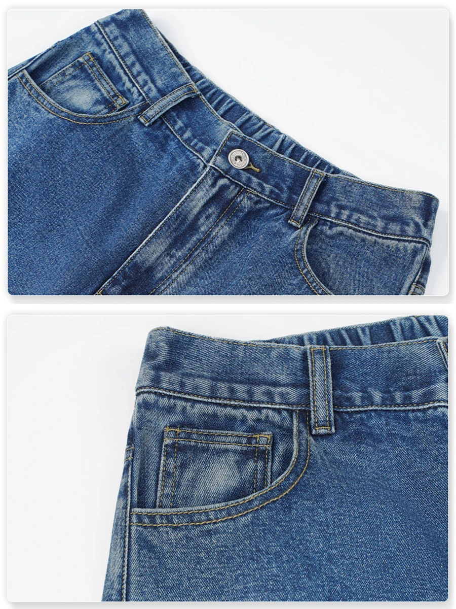 Four Seasons Men Jeans Ins Trend Solid Color Loose Straight Trousers Fashion Streetwear Men's Ins Hot Sale Streetwear Pants For