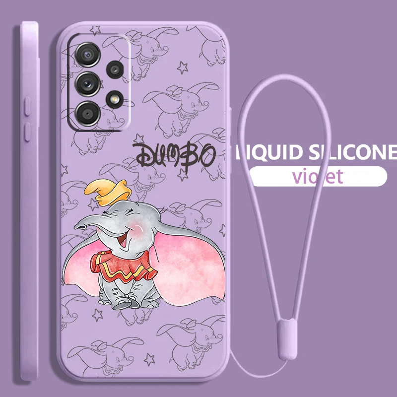 

Dumbo Cartoon Cat For Samsung Galaxy A73 A54 A53 A33 A52 A32 A22 A71 A51 A21S A03S 4G 5G Liquid Rope Phone Case Coque Capa Cover
