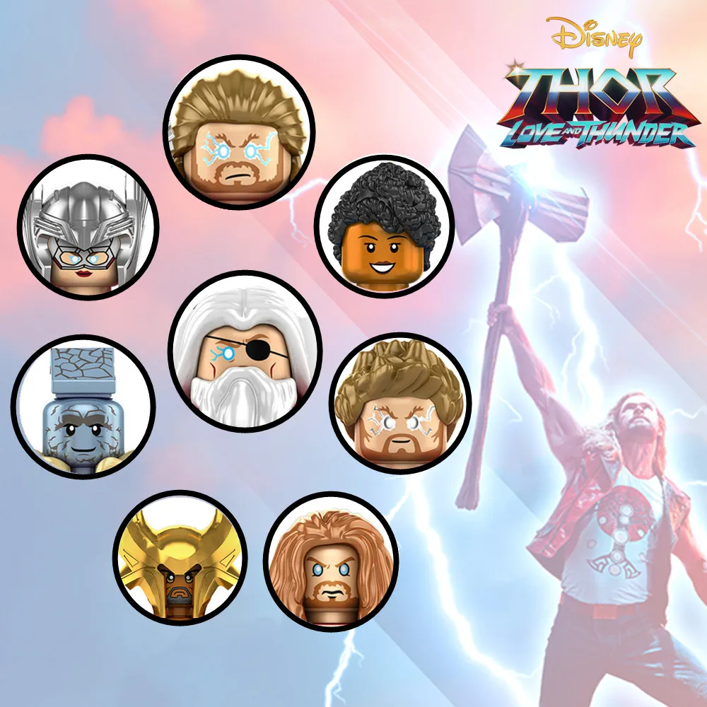 

Disney Marveling THOR Love and Thunder Jane Foster Korg Valkyrie Odin Heimdall Mini Dolls Building Blocks Bricks Figures Toy Kid