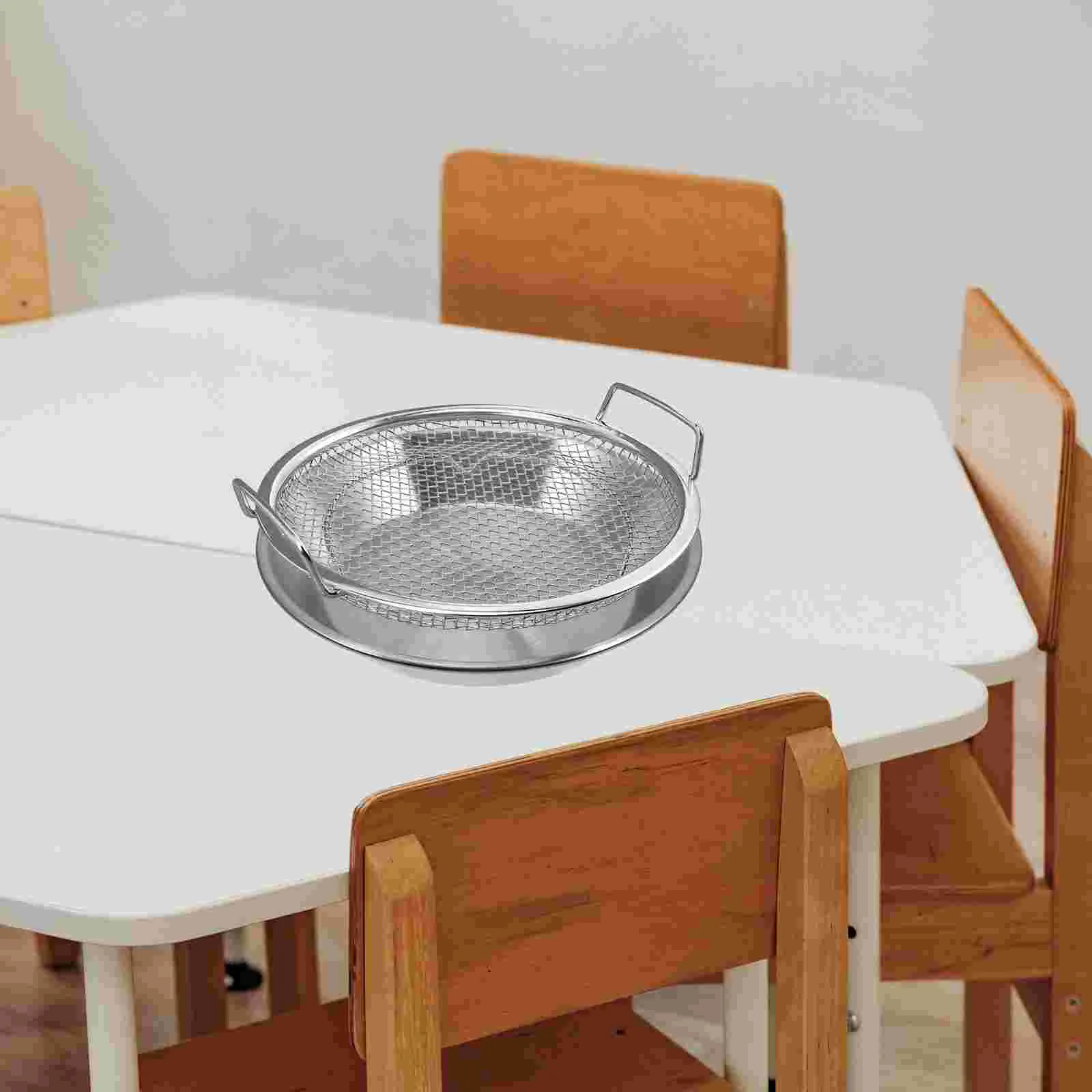 

Fried Foods Plate Stainless Steel Snacks Storage Tray Frying Dish Oil Drain Serving Fruit Trays