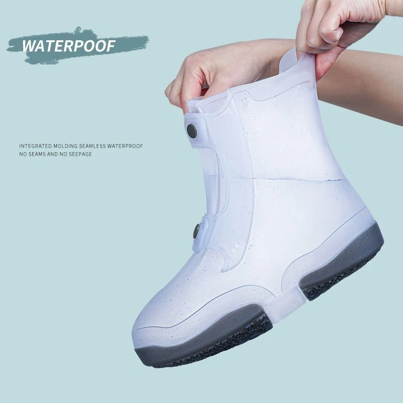 Rainy Season Shoes Protectors Waterproof Overshoes with Double Button Covers Waterproof Footwear Washable Anti-slip Shoe Covers