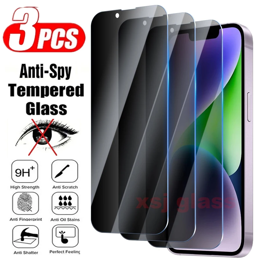 9H антишпионская полная Защита экрана для iPhone 14 15 Pro Max Plus закаленное стекло