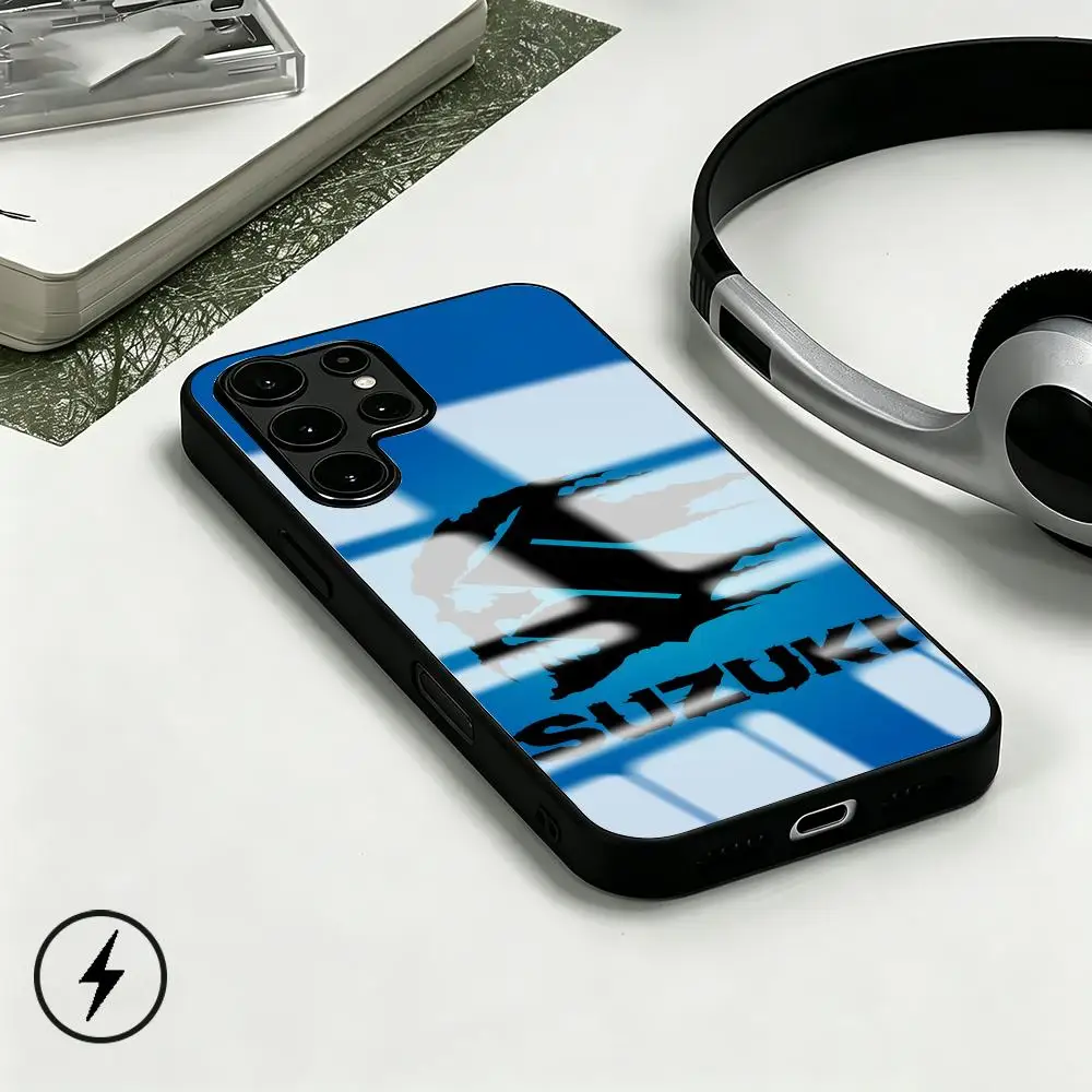 Фото Чехол для телефона с логотипом Supercar Suzuki-Now для Samsung S26 S25 S24 S23 S22 S21 S20 Plus Ultra Note20, стеклянный магнитный чехол №1