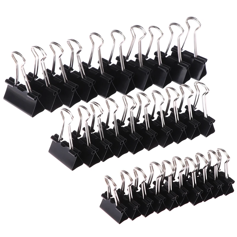 

10pcs/lot Black Metal Binder Clips 19mm/ 25mm/ 32mm Notes Letter Paper Clip Office Supplies Binding Securing Clips New