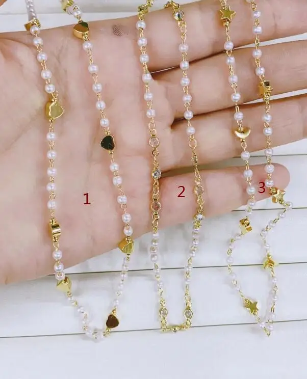 

Медная цепочка ручной работы с жемчугом в стиле барокко, 10 м, для изготовления ювелирных изделий, позолоченная цепочка с подвеской «сделай сам» в форме сердца df3as