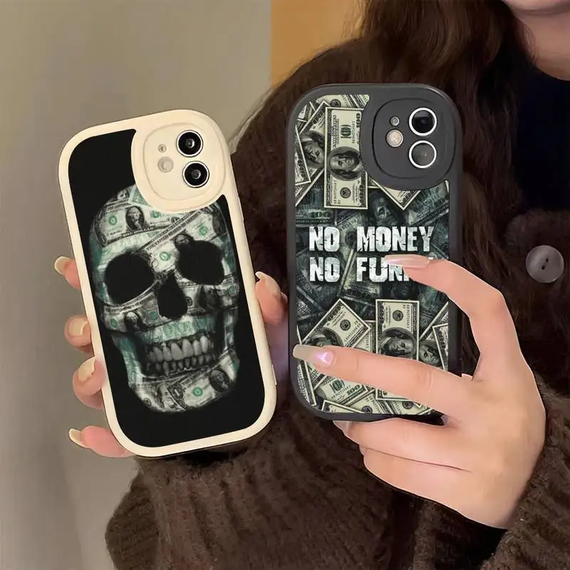 

Yinuoda Funny Skull Currency Phone Case Hard Leather Phone Case for iPhone 13 12 Mini 11 14 Pro Max Xs X Xr 7 8 Plus 6 6s Se