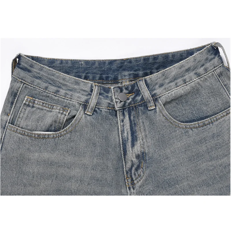 Streetwear Men Street Retro Side Zip Straight Jeans Loose Wide Leg Sagging Temperament Trousers Large Autumn and Winter Female