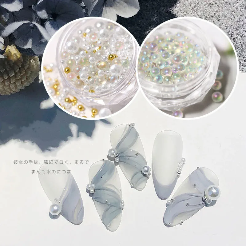 

Искусственный жемчуг стразы, круглые украшения разных размеров для ногтевого дизайна, маникюра 3D, белый, розовый, украшения для салона красоты, жемчужные бусины