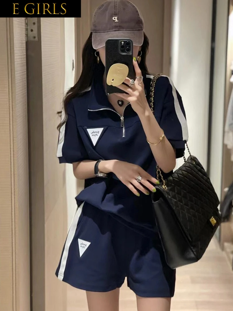 

F GIRLS Casual Shorts Tracksuit Womens Suit Summer 2023 New Fashion Loose Collar Short Sleeved Tops+Short Pants Two Piece Suit F