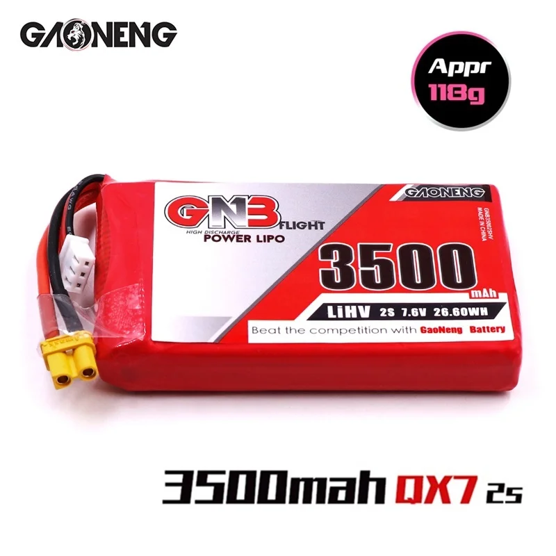 

GNB 3500mAh 2S 7.6V MAX 10C HV Lipo Battery For Frysky Taranis QT7 Transmitter TX Remote Control RC Parts With XT30 Plug