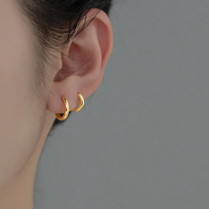 Женские серьги-кольца из серебра 925 пробы 10/12/14/16/18 мм