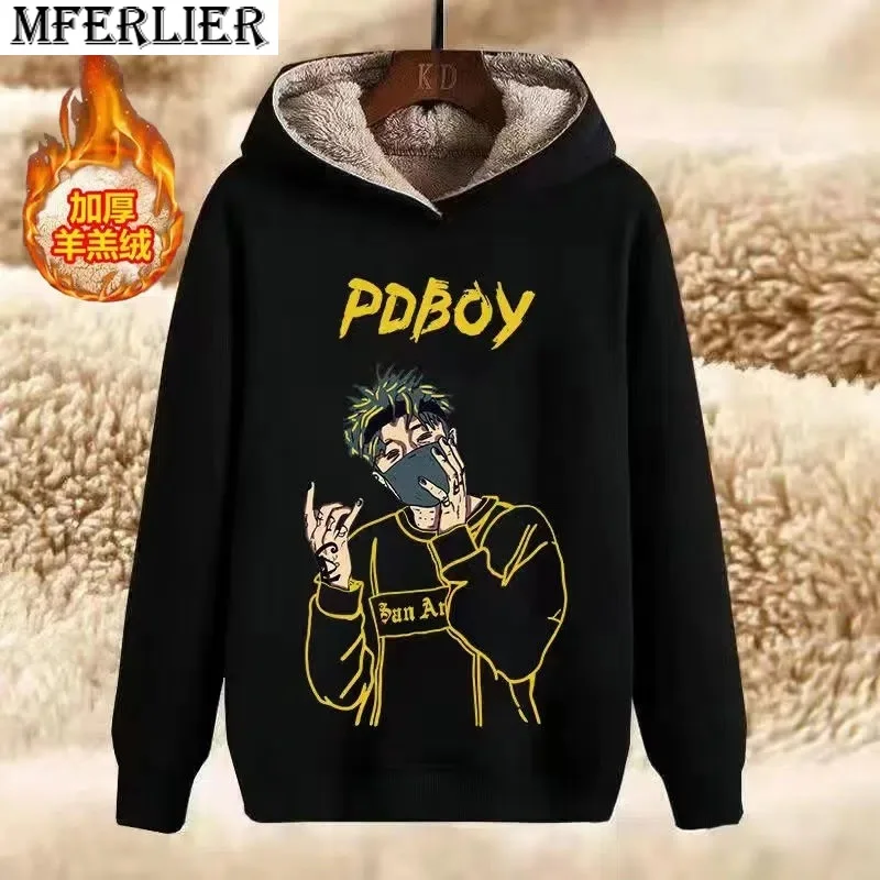 

winter autumn men sweatshirt hooded hoodies hoody fleece warm thick sport coat plus size 7XL 8XL pullover sweatshirt print 52