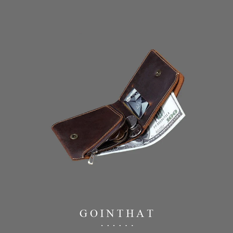 

Short Men Wallets Slim Classic Coin Pocket Small Male Real Leather Credit ID Card Holder Foldable Casual Vintage Purses Homemade