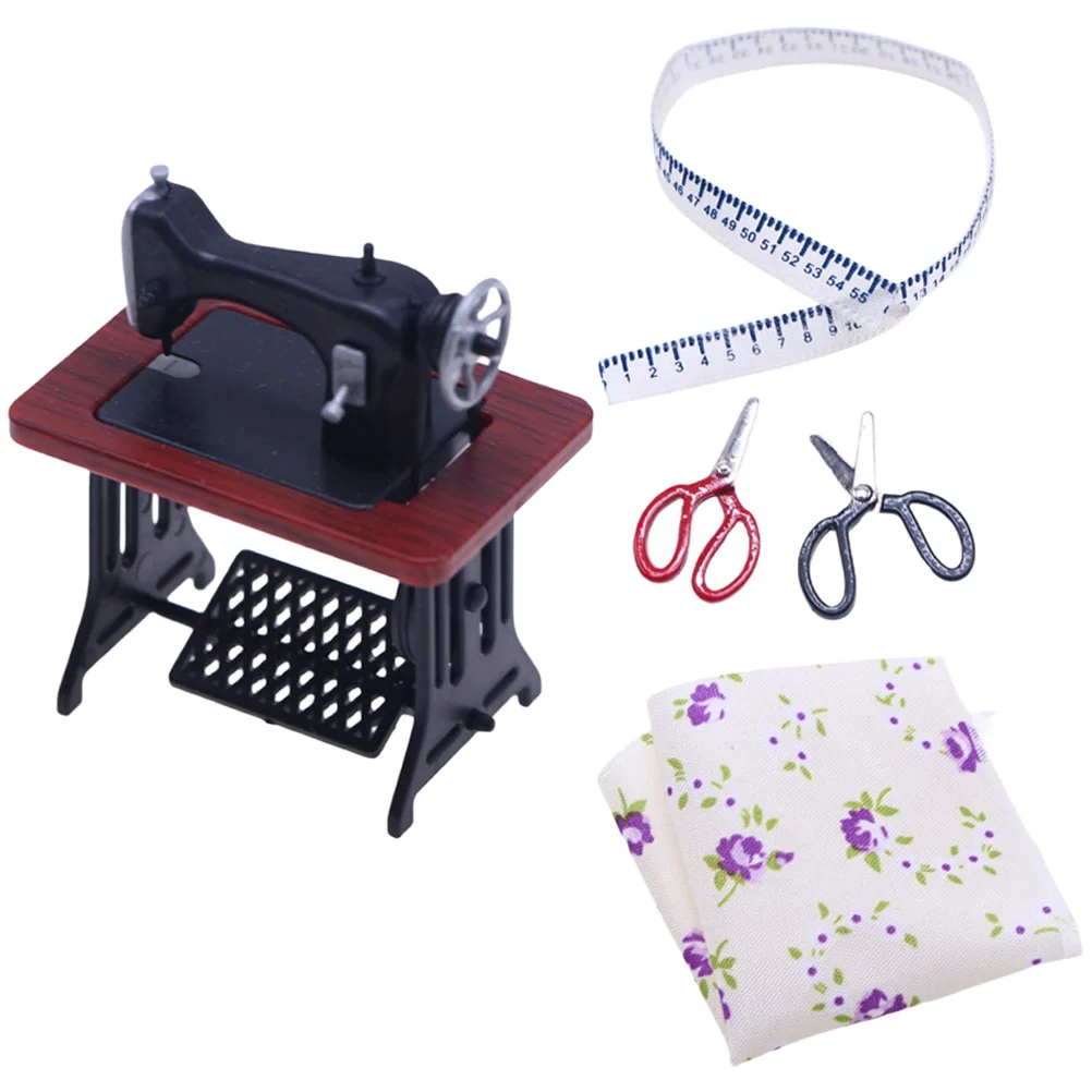 

Mini House Sewing Machine for Model Home Accessories Mahogany Dollhouse Miniatures Plastic Adornment Tiny