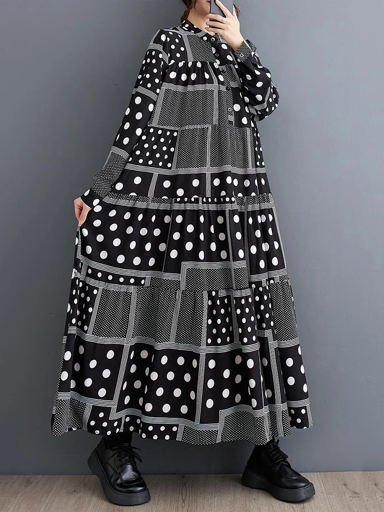 Женское винтажное платье в горошек