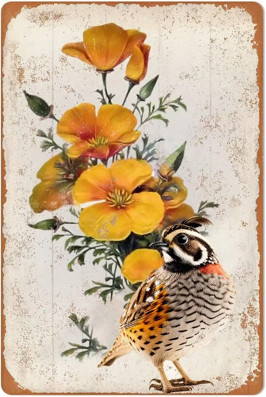 Ретро Metl Плакат Qul nd Clforn Poppy Stte Tn Sgns Vntge Plque Wll Decor Gft For Home Ktchen Offce Club Br Gym 8x12 nch