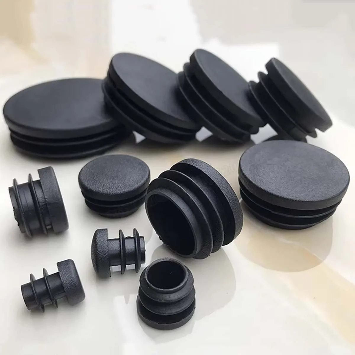 

Outer Dia 48/50/58/60mm PE Plastic Round Pipe Plugs Black Hole End Caps Inserts Seal Plugs Chair Non-Slip Foot Pads