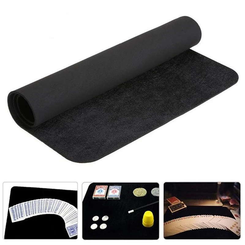 

3 Sizes Black Professional Poker Card Deck Mat Pad Close Up Magic Tricks Magician Props Toy Coin Illusion Magic