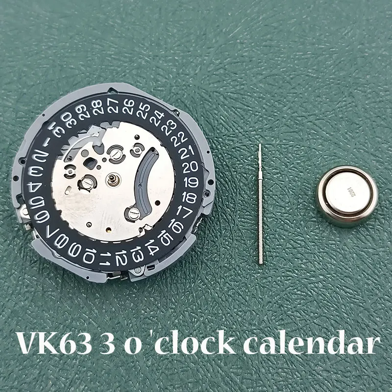 

Кварцевые часы-хронограф, высокоточные запасные часы для VK SERIES VK63, часы с тремя часовыми позициями, с календарем, черные