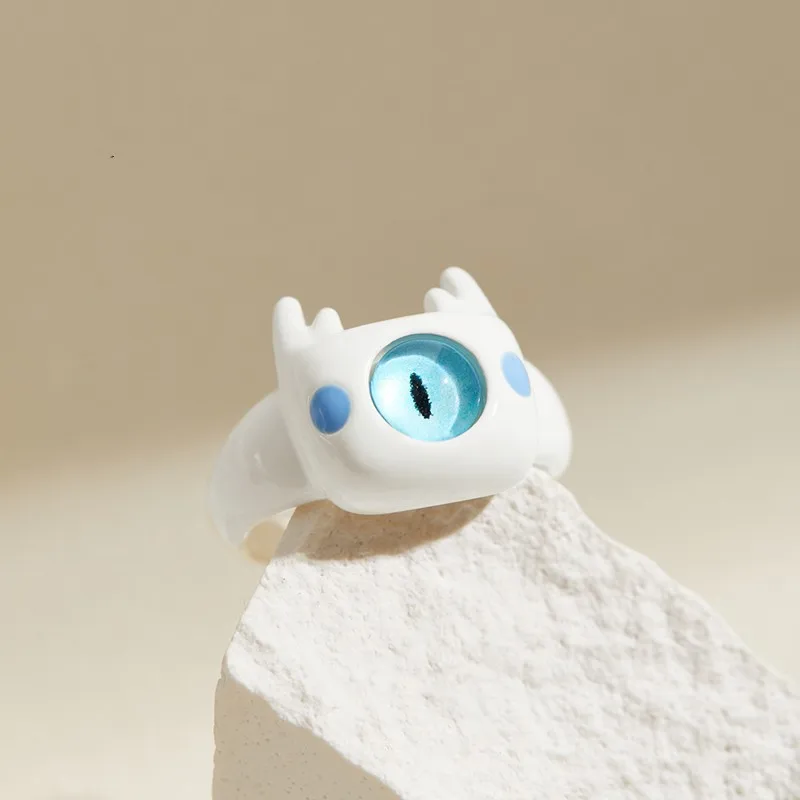

Lovely White Monster Women's Ring Fashion Sweet Two-color Cat's Eye Opening Newlyweds Wedding Finger Jewelry 2023 New Jewelry