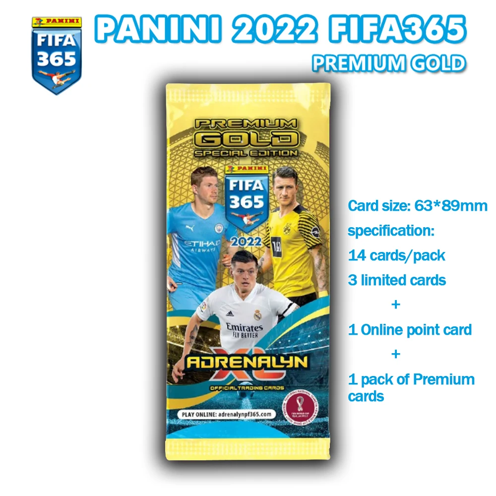 

Panini FIFA365 Official Star Card 2022 Premium Gold Blind Pack Blind Box Footballer Limited Fan Cards Box Set