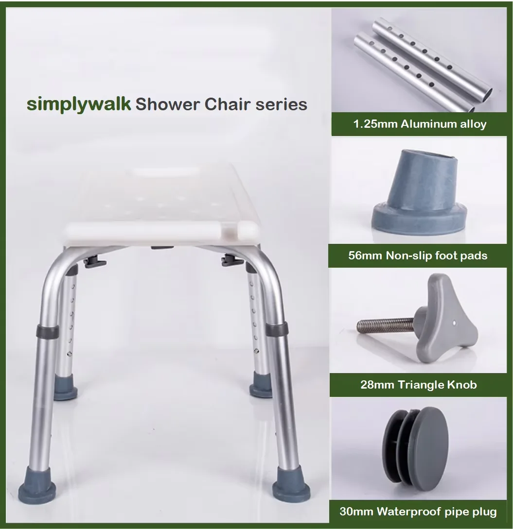 Фото Стул для душа Simplywalk из алюминиевого сплава, выдерживающий нагрузку до 136 кг, для людей с ограниченными возможностями, сертификация MDR CE, поддержка дистрибьюторов №3