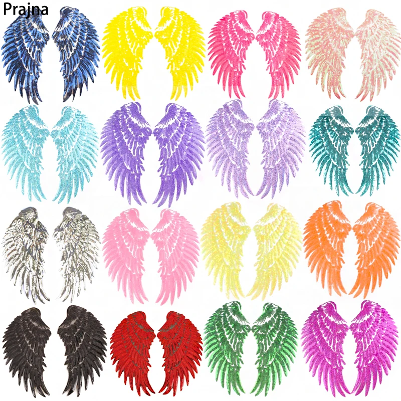 

2PCS Gold Silver Rainbow Sequin Patch Angel Wings Sew on/Iron on Patches For Dress Jeans Shirt DIY Fashion Appliques Decoration