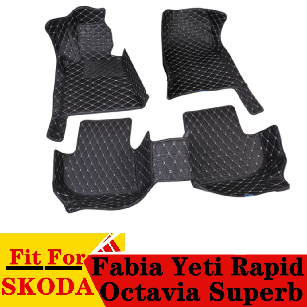 

Автомобильные коврики для Skoda Octavia Superb Fabia Rapid Yeti, водонепроницаемые коврики из искусственной кожи под заказ, для переднего и заднего пола