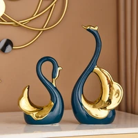 nordic creative ceramic swan statue home decoration animal sculpture craft ornaments living room feng shui decor business gift
