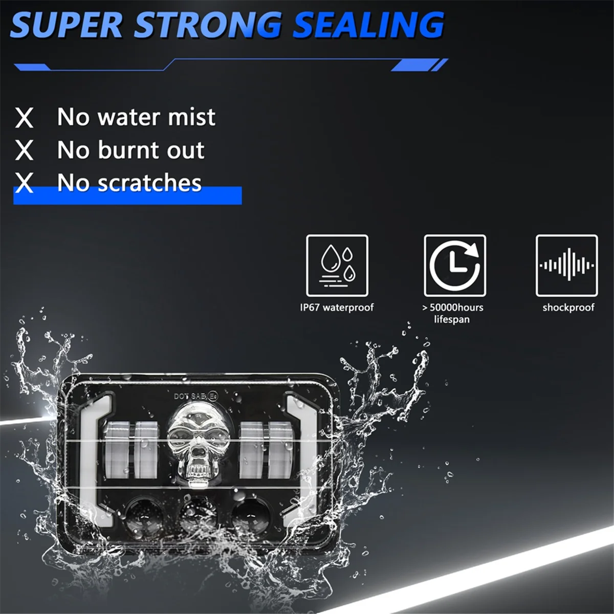 4x6 Skull RGB светодиодные фары указателя поворота замена H4651 H4652 H4656 H4666 для Peterbilt Ford